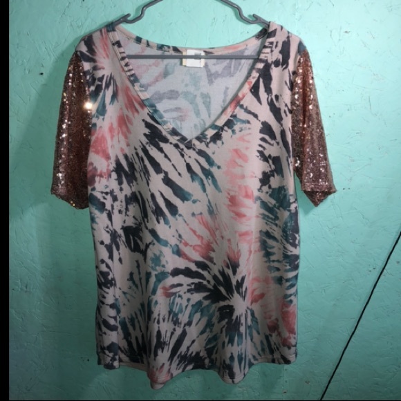 BiBi Tiedye/Sequin Top - Picture 2 of 7
